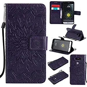 Best magnetic wallet phone case lg g5 purple