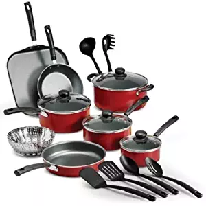 Best t-fal initiatives 18-piece cookware set – red