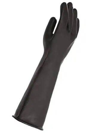 MAPA Trident 286 Natural Latex Glove, Chemical Resistant, 0.040" Thickness, 18" Length, Size 9, Black