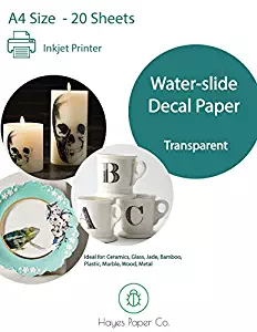 Hayes Paper, Waterslide Decal Paper INKJET CLEAR 20 Sheets Premium Water-Slide Transfer Transparent Printable Water Slide Decals A4 Size