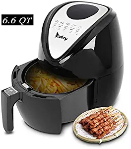 6.6 QT (1800 Watt) Family-Sized Air Fryer- Large Capacity air fryer oven- Single Basket System-Ceramic Non-Stick Coating- Simple Knob Controls - Rapid Air Circulation System-Low Fat Healthy Air Fryer
