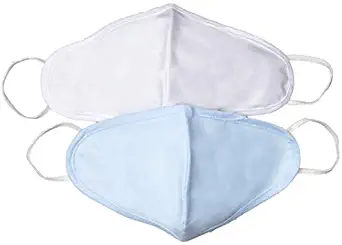 Lanier Wellness Adult & Kids Reusable Face Covers (Pack of 2), Blue/White