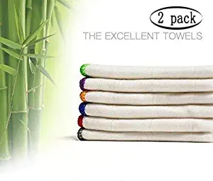 100% Bamboo Kitchen Dish Cloths,White Washcloths Dish Towels,Dish Rags(12 x 12 Inch), Ultra Absorbent Better Than Cotton (White-2 Pack)