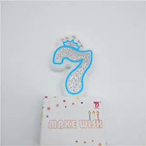 Number 0 1 2 3 4 5 6 7 8 9 Blue for Baby Shower Kids Boys Candy Bar Wedding Birthday Party Cake Topper Decorations,silver blue 7