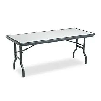 Iceberg ICE65127 IndestrucTable Folding Table with Black Legs and Top, Steel Reinforced Blow-Molded Plastic, 1500 lbs Load Capacity, 72