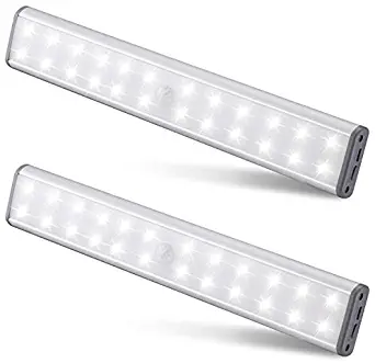 Under-Cabinet Lighting (2 Pack) 3 Colour Temperature Switchable Closet Light (Warm White Natural) by 24 Super Bright LED Lights. Ideal for Closet, Under Cabinet or Anywhere Dark