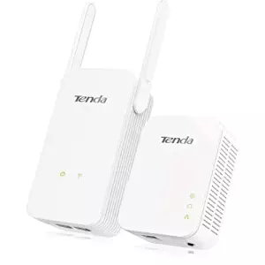 Tenda AV1000 Powerline Wi-Fi Extender Kit with 2 Gigabit Ethernet Ports/WiFi Clone/Home Plug AV2/Powerline 1000Mbps+WiFi 300Mbps (Ph5), White