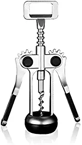 L'HOPAN Premium Zinc Alloy Wing Corkscrews - Wing Bottle Opener Wine Cork and Beer Cap Opener, Used in Kitchen Restaurant Chateau and Bars(Silver Matte)