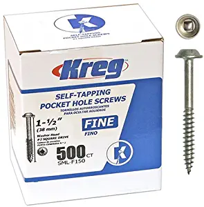 Kreg SML-F150 Pocket Hole Screws 1-1/2-Inch #2 Square Drive Washer-Head 500ct