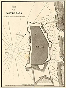 Plan of The Port of Zadar. 'Plan du Port de Zara'. Croatia. GAUTTIER - 1854 - Old map - Antique map - Vintage map - Printed maps of Croatia