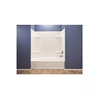 El Mustee 53WHT Durawall Thermoplastic Bathtub Wall Kit, 5 Pieces, 4 Shelves, White, 30 x 60"