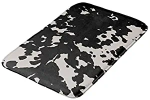 Aomsnet Faux Cowhide Black Spots Country Western Bathroom Decor Mat, Shower Rug Mat Water Absorbent Fast Drying Kitchen, Bedroom, Hotel, Spa Tub.30 L X 18