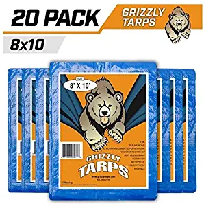B-Air Grizzly Tarp, 8 x 8 Weave, Multi Purpose Waterproof Tarp, 8X10, Blue, Pack of 20
