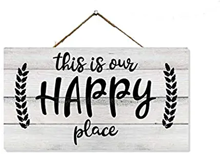 Chico Creek Signs This is My Happy Place Sign Porch Decor Wood Wall Signs Hanging Rustic Lake Cabin Welcome Art Door Decorations My House Our Sweet Home Garden Farmhouse 5x10 Gift SP-05100002031