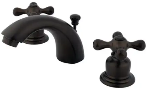 Kingston Brass KB945AX Victorian Mini Widespread Lavatory Faucet with Metal Cross Handle, Oil Rubbed Bronze,4-Inch Adjustable Center