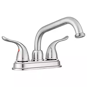 Treviso Laundry Tub/Utility Sink Faucet by Pacific Bay (Brushed Satin Nickel) - Features Classic Winged Levers and Convenient Threaded Far Reaching Spout - New 2019 Model