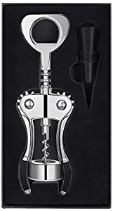 Stainless Steel Wing Corkscrew Wine Opener, Waiters Corkscrew Cork and Beer Cap Bottles Opener Remover with Gift box, Used in Kitchen Restaurant Chateau and Bars