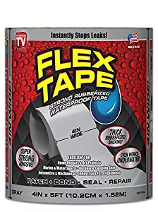 Flex Tape Rubberized Waterproof Tape, 4" x 5', Gray