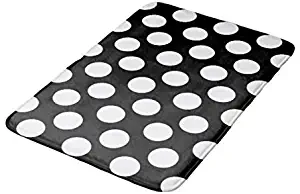 Aomsnet Black and White Large Polka dot Bathroom Decor Mat, Shower Rug Mat Water Absorbent Fast Drying Kitchen, Bedroom, Hotel, Spa Tub.24 L X 16