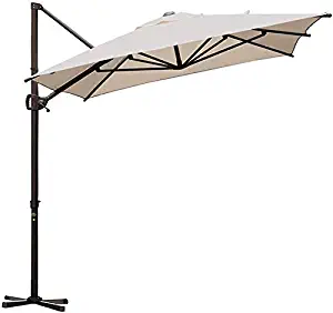 Abba Patio 9 x 7ft Offset Patio Umbrella Rectangular Cantilever Outdoor Hanging Umbrella with Crank & Easy Tilt & Cross Base for Garden, Deck, Backyard, Pool, Sand