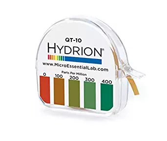 Micro Essential Laboratory QT-10 Plastic Hydrion Low Range Quat Check Test Paper Dispenser, Single Roll, Food Service Test Strips, 0 - 400ppm