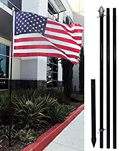 4Less 10ft Aluminum Outdoor Flag Pole KIT w/Ground Spike - Black
