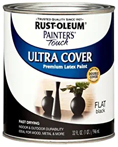 Rust-Oleum 1976502 Painters Touch Latex, 1-Quart, Flat Black