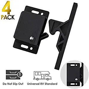 Grabber Catches 10 LB Pull Force Cabinet Doors Push to Close Latch RV Drawer Latches and Catches Hardware Baby Proof for Camper, Kitchen, Bathroom, Home, Office (Black 4)