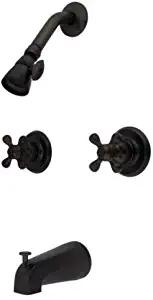 Kingston Brass KB245AX Twin Handle Tub and Shower Faucet with Decor Cross Handle, Oil Rubbed Bronze