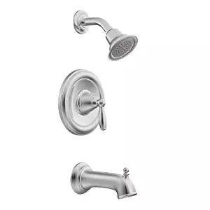 Moen T2153 Brantford Tub and Shower Faucet Set with shower handle, single-spray shower head and bathtub faucet, Chrome (Valve Not Included)