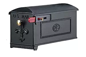 Luxury Mailbox | Parcel Post Mount Mailbox | Home Mailbox | Includes Brass knob, red Flag and Hardware | Decorative USPS Approved Mailbox | Rural and Decorative | GSI Large Mailbox Black