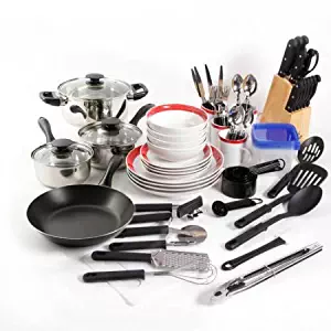 Gibson 98141.83RM Home Essential Total Kitchen 83-Piece Combo Set Red Color