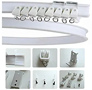 Alloy Plastic Windows and Balcony Curtain Track Soft Curved Track Curved Track Rail Slide Rail Accessories .Bendable Straight Curved Curtain Track Top Mounting Ceilling Installation. (5 Meters)