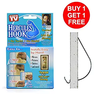 Hercules Hook Picture Wall Drywall Anchors Hanger Gorilla Monkey Hooks Hang Shelves, Art, Mirrors, Frames, Planters without Any Tool, Hammer, Nails or Drilling Hold up to 150lb - Buy 1 Get 1 Free (20)