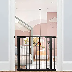 Fairy Baby White Extra Wide or Narrow Baby Gate Pressure Mounted Pet Gate Walk Thru Child Safety Gate with Extensions