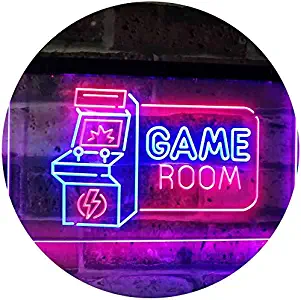 Game Room Arcade TV Man Cave Bar Club Dual Color LED Neon Sign Blue & Red 16
