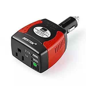 BESTEK 150W Power Inverter, DC 12V to 110V AC Car Inverter with 4.2A Dual USB Car Adapter (Red)