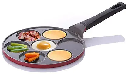 Neoflam MITRA Multi Pan, Ceramic Nonstick Pancake, Breakfast, Egg Maker, Red, 10.5