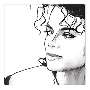 STARTONIGHT Canvas Wall Art Black and White Abstract Michael Jackson Celebrity Prisma, Framed Wall Art 32 by 32 Inches