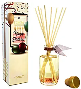 LOVSPA Birthday Reed Diffuser Gift Set - Chocolate Layer Cake Scented Oil and Reed Sticks Room Scent