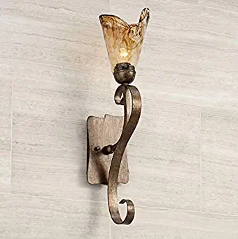 Amber Scroll Traditional Wall Light Bronze 23 1/2" Sconce Fixture for Bedroom Hallway - Franklin Iron Works
