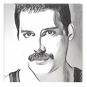 STARTONIGHT Canvas Wall Art Black and White Abstract Freddie Mercury Celebrity Prisma, Framed Wall Art 32 by 32 Inches