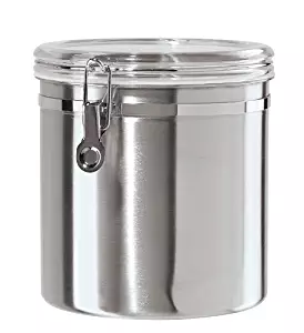  Oggi 150-ounce Stainless Steel Airtight Canister with Clear Arylic Lid and Locking Clamp