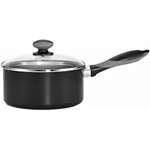 Mirro A79723 Get A Grip Aluminum Nonstick Sauce Pan with Glass Lid Cover Cookware, 2-Quart, Black