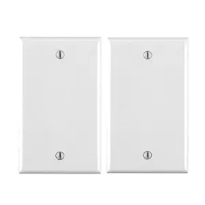 Leviton 80714-W 1-Gang No Device Blank Wallplate, Standard Size, Thermoplastic Nylon, Box Mount, White … (2 Pack)