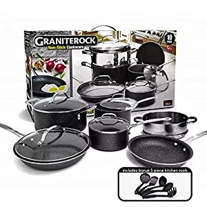 Granite Rock 15 Piece Nonstick Ultra Durable Scratch Proof Complete Cookware Set