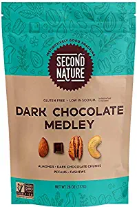 Second Nature Dark Chocolate Medley Trail Mix - Healthy Nuts Snacks Blend - 26 oz Resealable Pouch