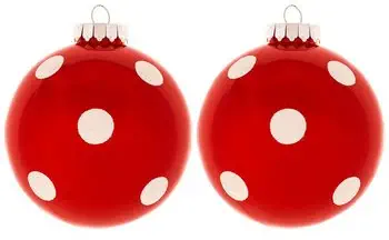 Red & White Polka Dot Ball Ornaments Christmas Tree Home Office Ornaments 4 Ct