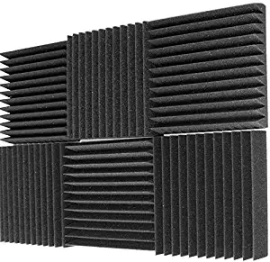 Mybecca 6 Pack Acoustic Foam Wedge 2" X 12" X 12" Studio Soundproofing Panels (6 Square Feet), Charcoal