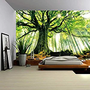 ENJOHOS Nature Forest Thick Tree Wall Tapestry Large 3D Print Wall Art Hanging for Bedroom Living Room Dorm Decor, W79 x T59,Green and White